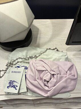 NWT Burberry Rose Clutch Lilac Purple Lambskin Chain Shoulder Evening Bag